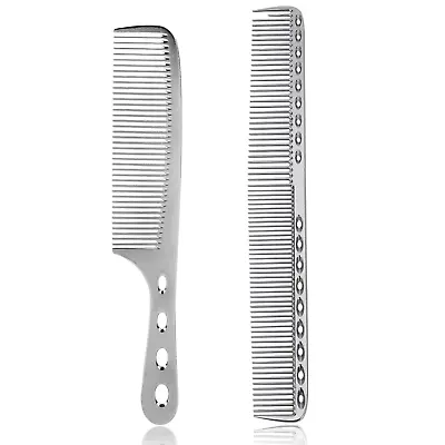 Metal Comb 2 Pcs Aluminum Barber Comb Set Professional Fine Tooth Comb Hair • $10.91