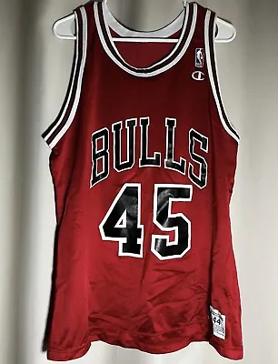 Vintage 1995 Champion Michael Jordan Chicago Bulls Red Jersey #45 Large 44 NBA • $85
