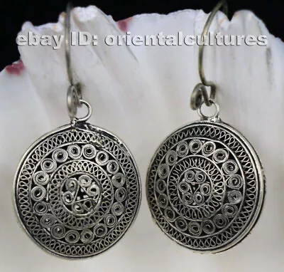 Tribal Exotic Chinese Handmade Miao Silver Earring • $25