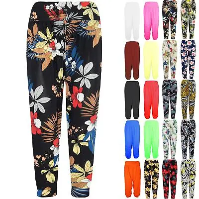 Womens 3/4 Ali Baba Trouser Ladies Floral Print Pants Harem Baggy Loose Leggings • £5.99