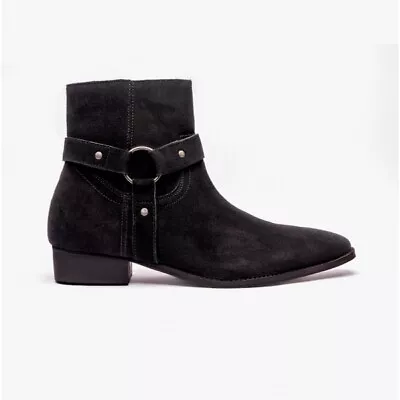 Club Cubano RAUL-BLK Buckle Mens Suede Boots Black • £30.89