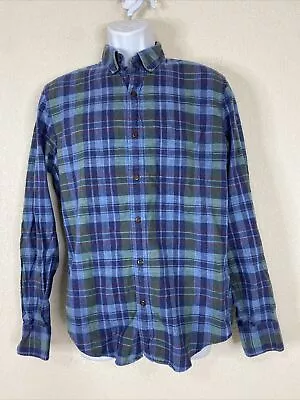 J Crew Homespun Men Size M Blue Plaid Button Up Slim Fit Shirt Long Sleeve • $7