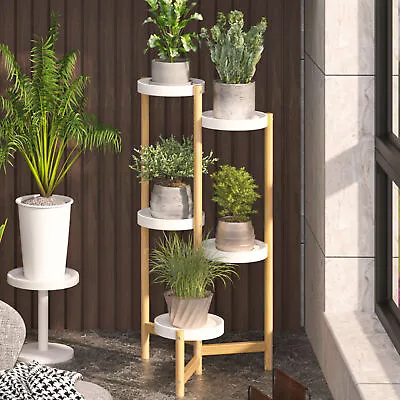 2/3/4/5 Tiers Tall Wooden Plant Stand Potted Plants Flower Display Shelf Corner • $59.98