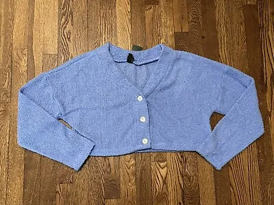 $12 • Buy Wild Fable Women's Size Large Cropped V-Neck Button Front Cardigan Sweater Blue