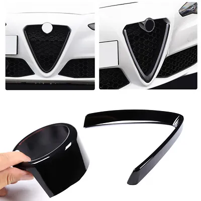 Glossy Black Fiber V- Frame Shape Grille Mesh Cover For Alfa Romeo Stelvio 17-20 • $103.46