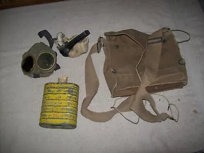 WW2 US Army Military Gas Mask Canister & Canvas Carry Bag • $19.99
