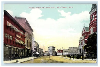 C1910 Business Section Of Gratiot Ave. Mt. Clemens Michigan MI Postcard • $14.98