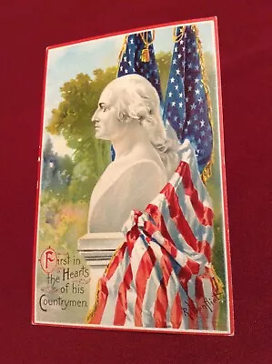 Vintage Memorial Day Postcard George Washington Bust American Flag R. Veenfliet • $5