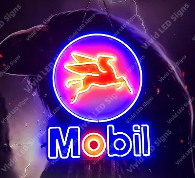 Mobil Gas Oil Pegasus Fuel 24 X20  Vivid LED Neon Sign Light Lamp With Dimmer • $249.99