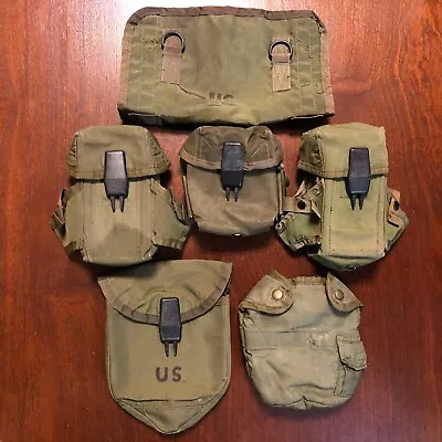 Lot Of Vietnam 60s 70s US Army Nylon Field Gear M67 M1967 LINCLOE Mag Pouches • $46