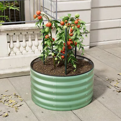 Outdoor Garden Round Metal Raised Vegetable Planter Flower Trough Grow Bed UK • £35.95