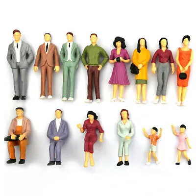 Painted Model Train Railway Stand Or Seated People Passenger Figure 1:75HO Scale • £3.46