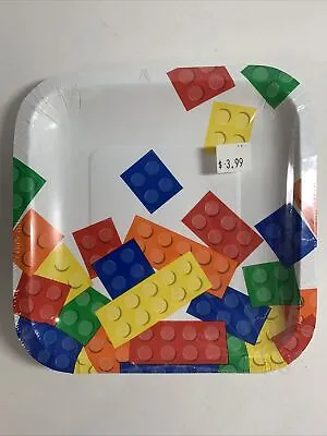 Building Blocks Party Supplies 6 7/8  Lunch Plates 8ct. • $3.49