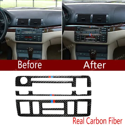 Carbon Fiber Interior Console CD Panel Cover Trim For BMW 3 Series E46 1998-2005 • $15.99
