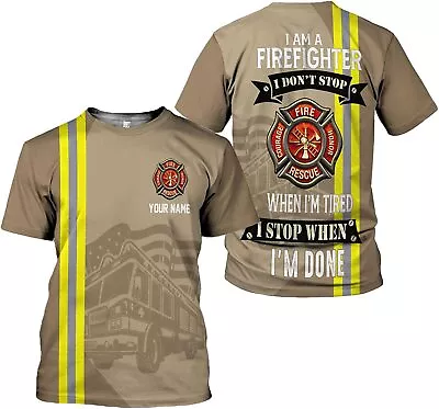 Personalized Firefighter Shirt Custom Name Fire Man Firefighter Gift Tshirt 3D S • $33.99