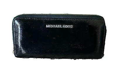 Michael Kors Jet Set Travel Leather Continental Accordion Wallet-Black/Gold • $19.97