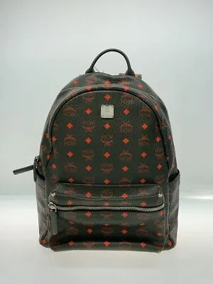 MCM Backpack Visetos Pattern Khaki Orange USED Leather Men's Rare Back JAPAN • $294.66