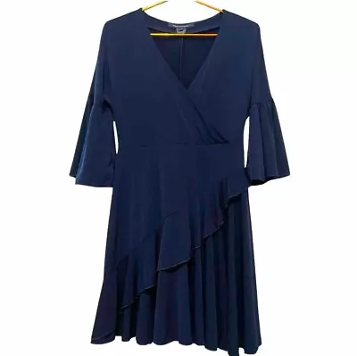 French Connection Ellette Jersey Wrap Dress Navy Blue Size US 6 • $15
