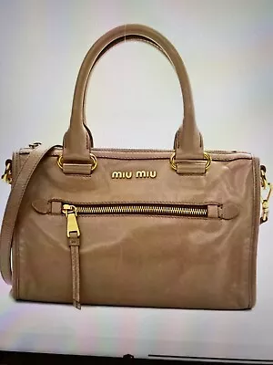MIU MIU Cammeo Vitello Shine Leather Medium Shopping Tote • $225