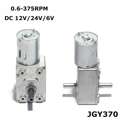 0.6-375RPM Metal Gear Motor Low Speed DC 12V/24V Worm Gear Reducer Motor JGY370 • $13.07