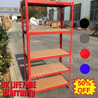 5 Tier Metal Shelving Unit Storage Racking Shelves Garage Warehouse Shed Red • £22.20