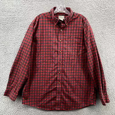 L.L. Bean Shirt Adult Large Red Plaid Long Sleeve Outdoor Wear Wrinkle Free Mens • $19.27