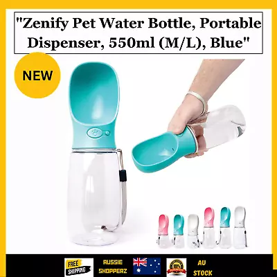 Zenify Pet Water Bottle Portable Dispenser 550ml (M/L) Blue • $33.98