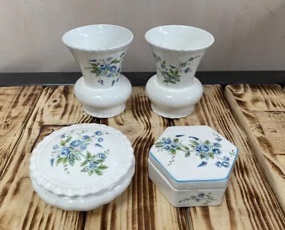 Coalport China Trinket Box Vases Pretty Blue Floral • £9.99