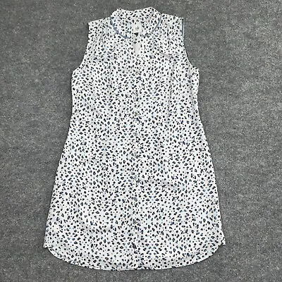CAbi #5233 Dress Womens Size M White Blue CAMILLE Animal Print Shirt Dress • $24