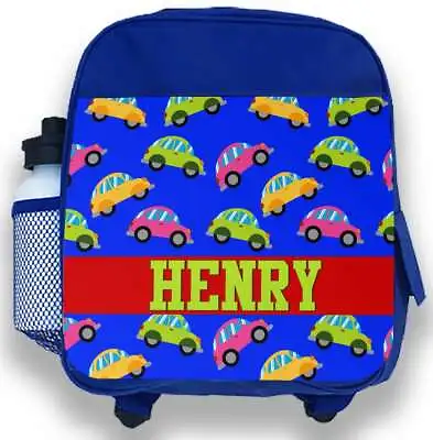 Personalised Blue Backpack Any Name Cars Boys Children Back To School 88 • £19.99