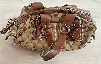 Coach Handbag Purse 10078 Mia Boston Bag Signature C Khaki Brown Leather • $46.40