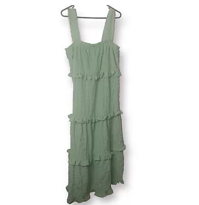 ASOS Womens Maxi Dress Green Frill Casual Spring Size 10 • $29.99