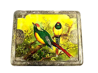 Antique Biscuit Tin; English Or German; Large; Beautiful Birds On Surface; 1890s • $140