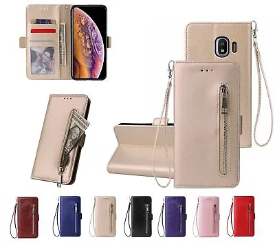$9.50 • Buy Galaxy J2 Pro 2018 Sm J250 Pu Leather Wallet Case  Card Front Zip Side Closure
