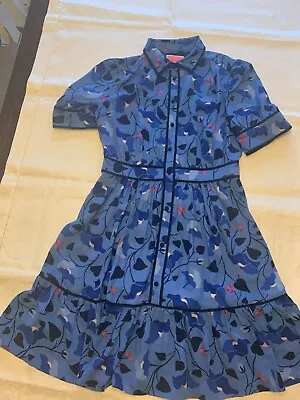  Kate Spade  Blue Fluid Floral Button Up Short Sleeve Dress Sz. 8 • $71