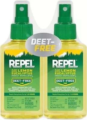 Repel Plant-Based Natural Lemon Eucalyptus Insect Mosquito Repellent 4OZ 2 Pack • $14.99