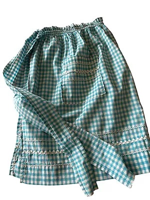 VTG Lot Of  4 50s 60s Waist Tie Half Apron Pocket Gingham Floral Blue Smocked • $25