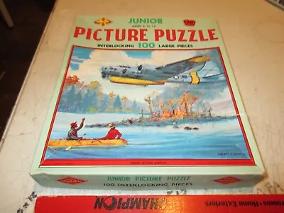 Junior Picture Puzzle North Woods Mission USAF Fire Lake Fishermen Vintage • $6