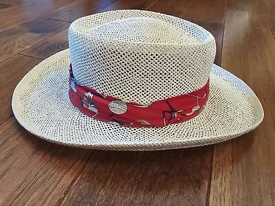 Vtg Country Gentleman Panama Straw Hat Panama Fedora Golf Band Beach Summer USA • $24.99