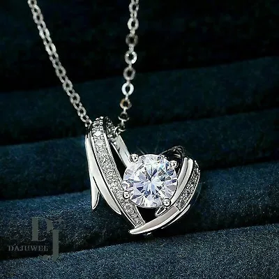 Moissanite Fancy Wedding Pendant 2 CT Round Cut Solid 14K White Gold For Women • $242.73