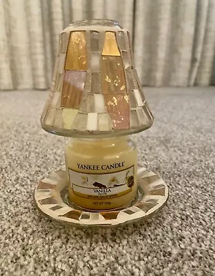 Yankee Candle Gold Wave Mosaic Small Shade & Tray New (small Chip To Tray) • £9.99