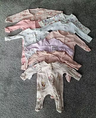 Newborn Baby Girl 9x Sleepsuits  • £4.99