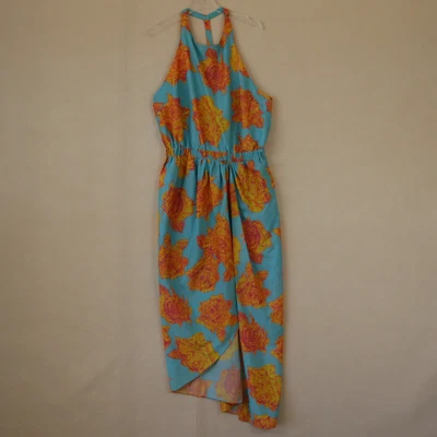 $42.47 • Buy Sheike Maxi Dress Women 12 Blue Yellow Floral Sleevless Boho Polyester Midi