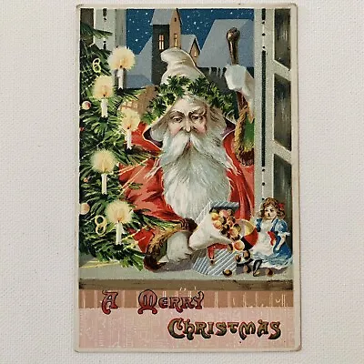 $16.95 • Buy Antique Embossed Christmas Postcard Santa White Hood Doll Saxony NY NN 0547