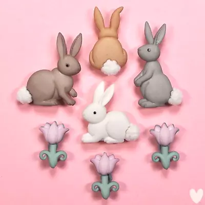 DRESS IT UP Buttons Cotton Tails 7705  - Easter Embellishments Rabbits Bunnies • £3.50