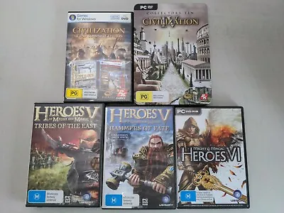 Heroes Of Might And Magic V & VI + Civilization III & IV PC Strategy Game Lot • $39.95