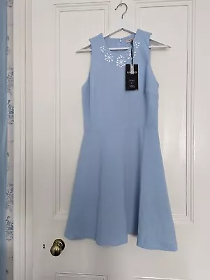 NWT Size 10 Limited Collection Marks And Spencer Pale Blue Sequin Fit And Flare • £0.99