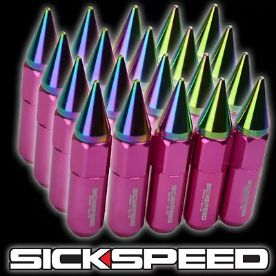 Sickspeed 20 Pink/neo Chrome Spiked Aluminum Extended 60mm Lug Nuts 1/2x20 L22 • $30.12