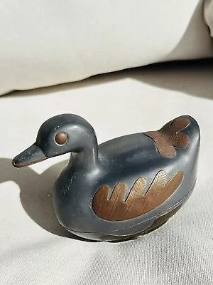 Vintage Metal Duck Trinket Jewelry Box 555 Mid-Century Pewter Brass Metal 1960s • $18.45