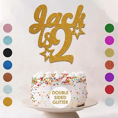 Personalised Cake Topper Custom Any Age Name Happy Birthday Party Glitter Kids • £2.69